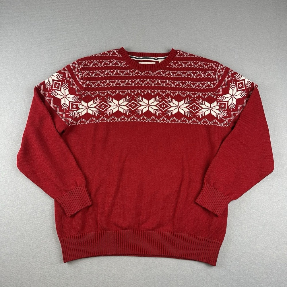Weatherproof Vintage‎ Men's Holiday Sweater Size XXL Red and White Grandpacore